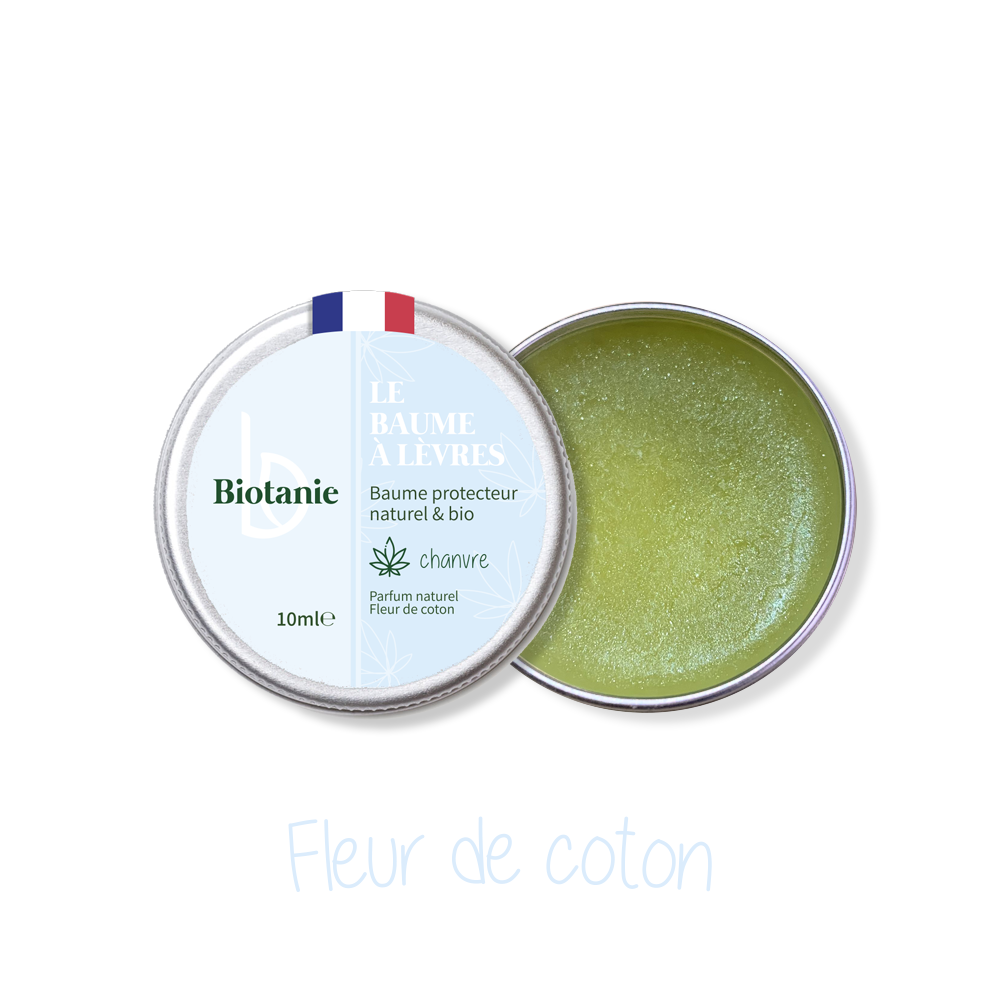 Le baume à lèvres au chanvre Biotanie parfum naturel fleur de coton