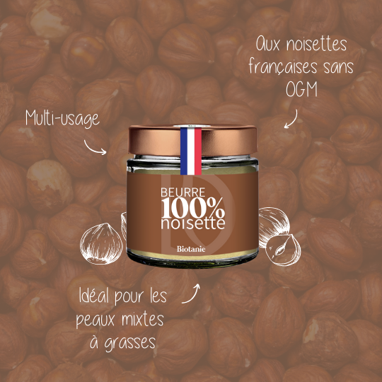 Beurre 100% Noisettes françaises sans OGM Biotanie 